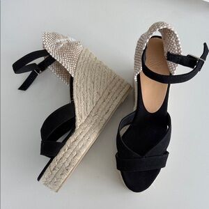 Castaner Black and Tan Wedges
